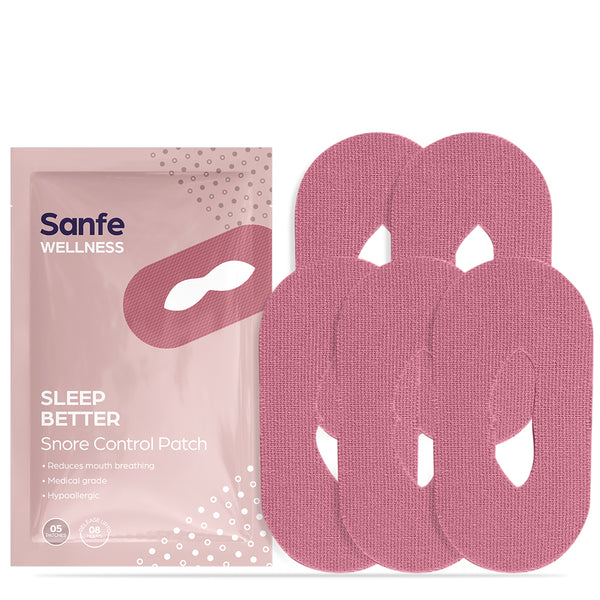 Sanfe Snore Control Patch Sleep Better Reduces mouth breathing, medical grade, hypoallergic No side effects Release upto 8 hours 5 Patches, For men & women