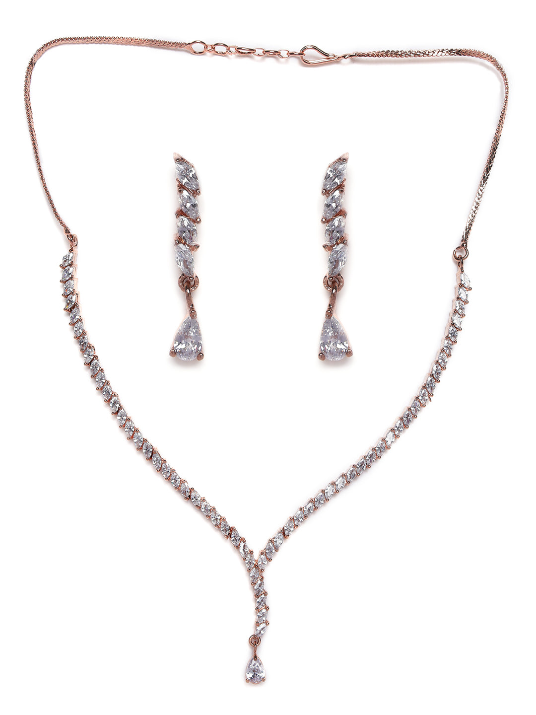 American Diamond Rose Gold Plated Jewellery Set