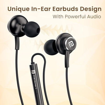 Portronics Conch Sigma Type-C Wired Earphones 14.2mm Driver (BLACK) Halfpe Deals