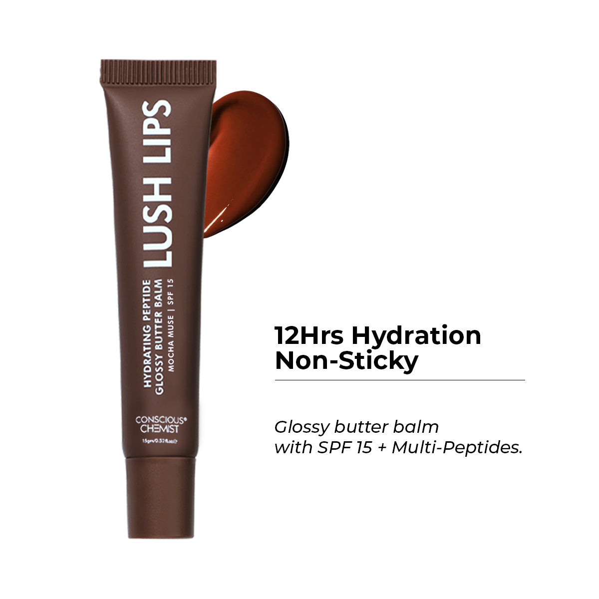 Conscious Chemist Peptide Lip Balm SPF15 | Nourishing Lip Treatment | Mocha Muse (Pack of 1, 15 g)
