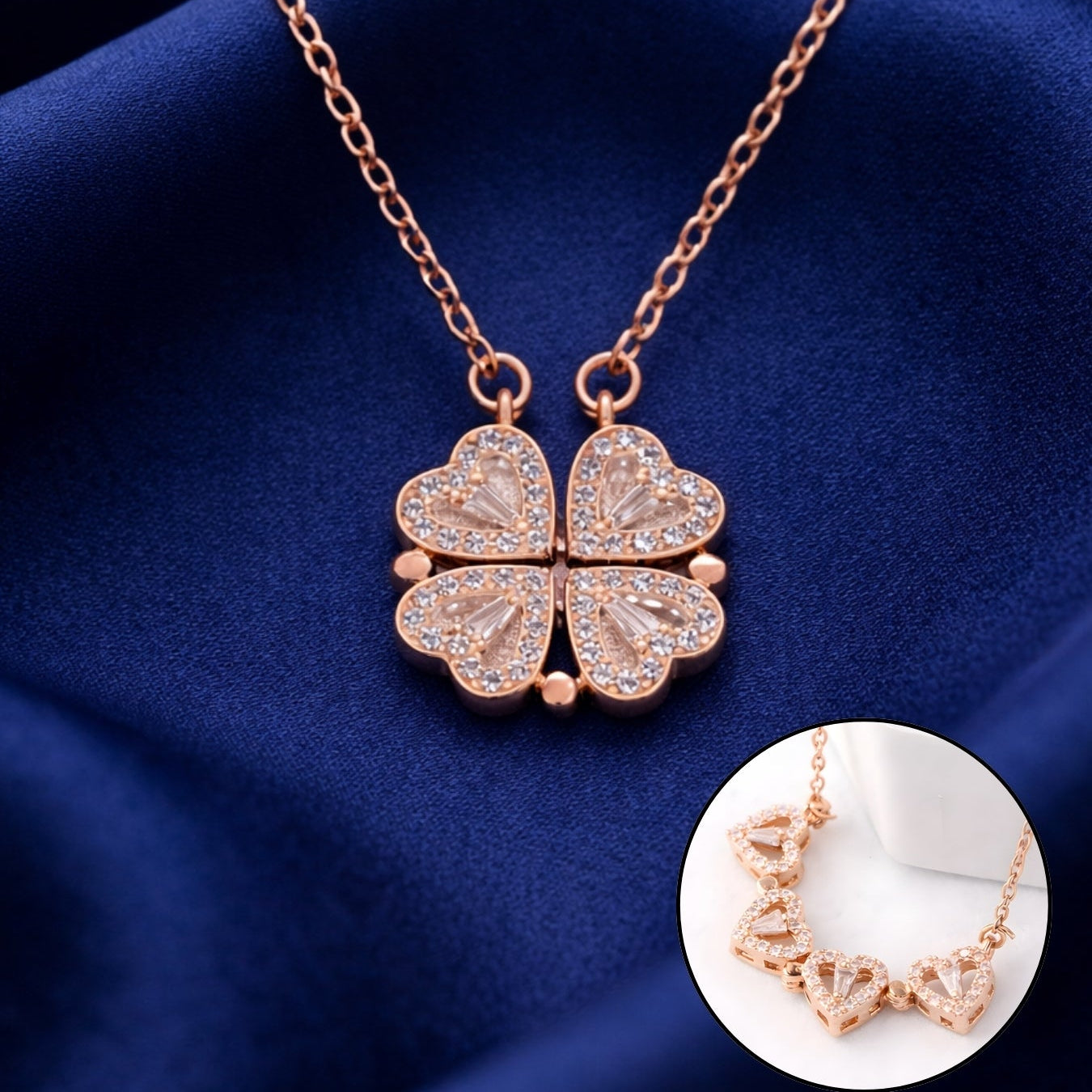 Jazz And Sizzle Rose Gold Plated Heart Shaped Pendent Chain Necklace for Valentines Gift