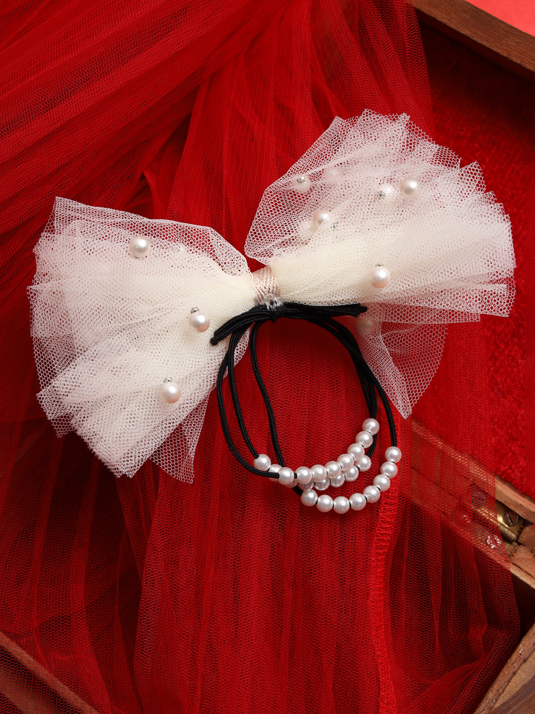 Set Of 2 Bow White Shaped Ponytail Holder