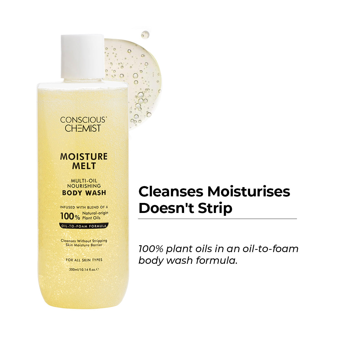 Conscious Chemist Multi-Oil Body Wash Shower Gel | Moisturizing Body Wash for Men & Women (300 ml)