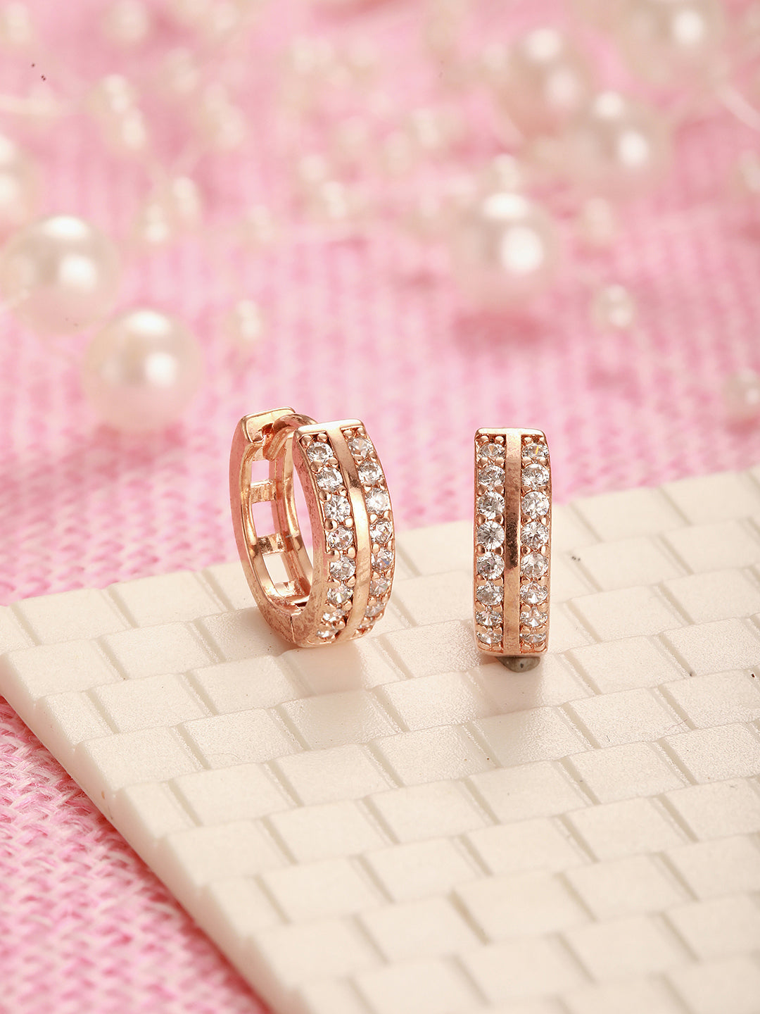 Jazz And Sizzle Rose Gold Contemporary Hoop Earrings