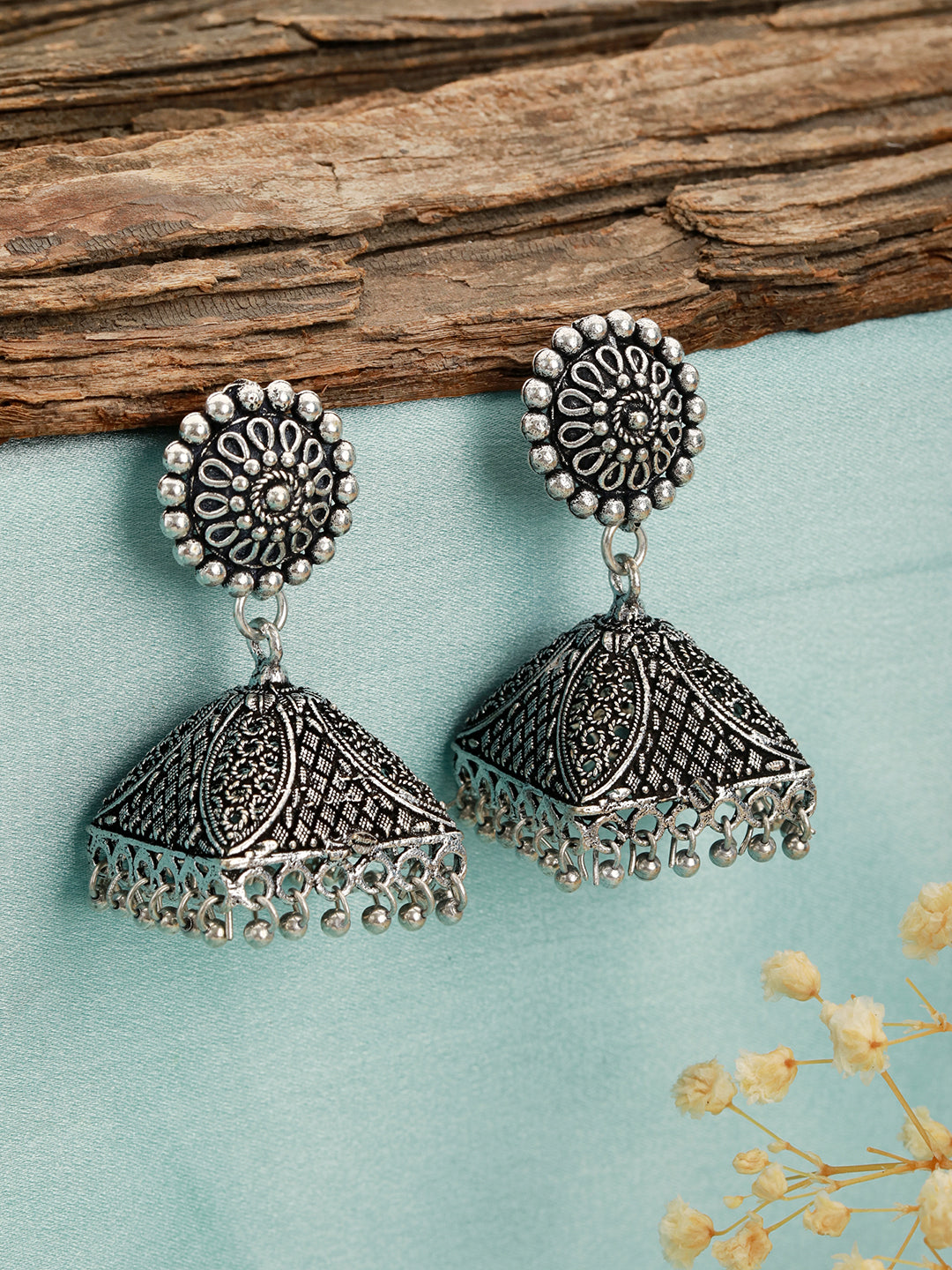 Silver-Plated Classic Jhumkas Earrings