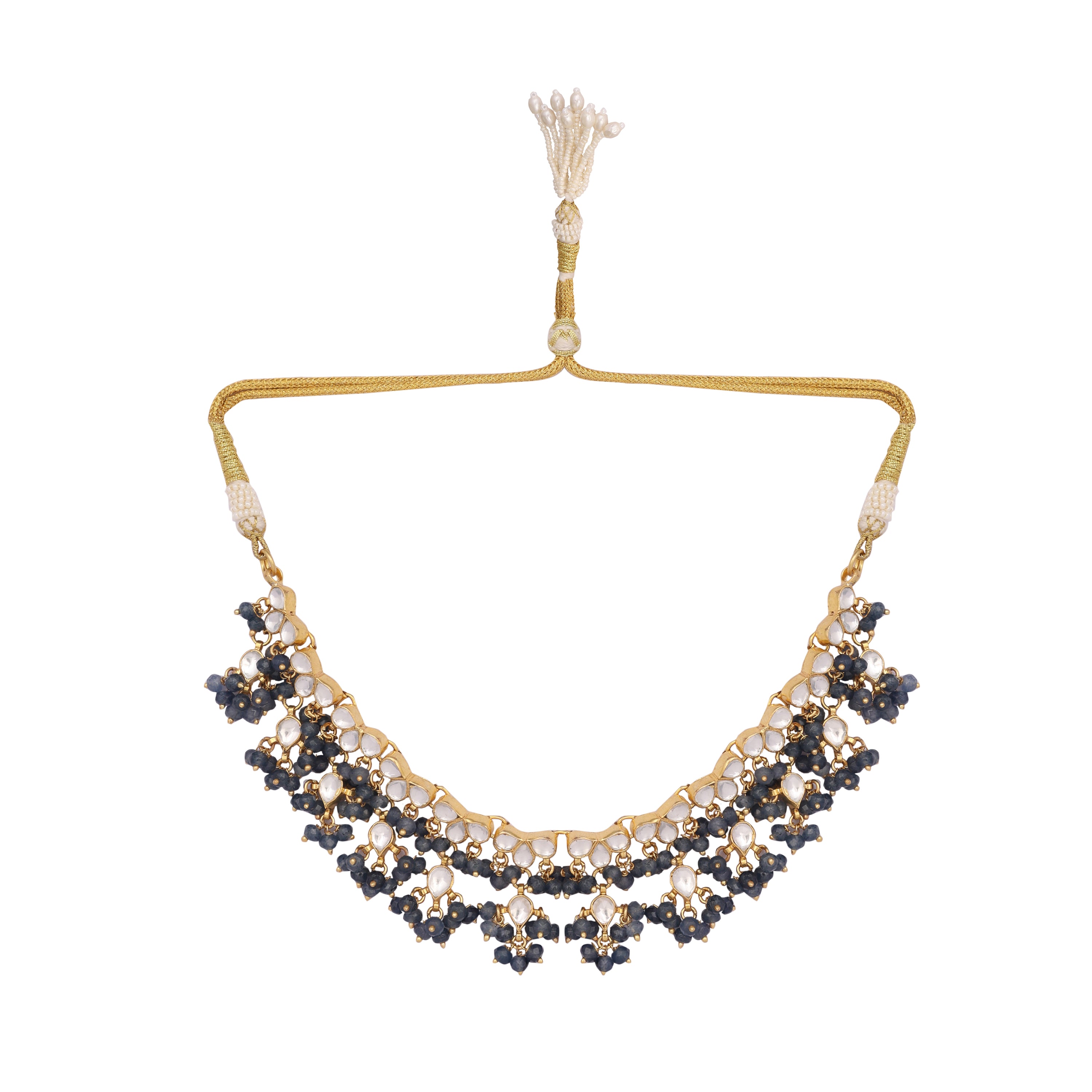 22K Gold Plated Azure Dusk Kundan Necklace