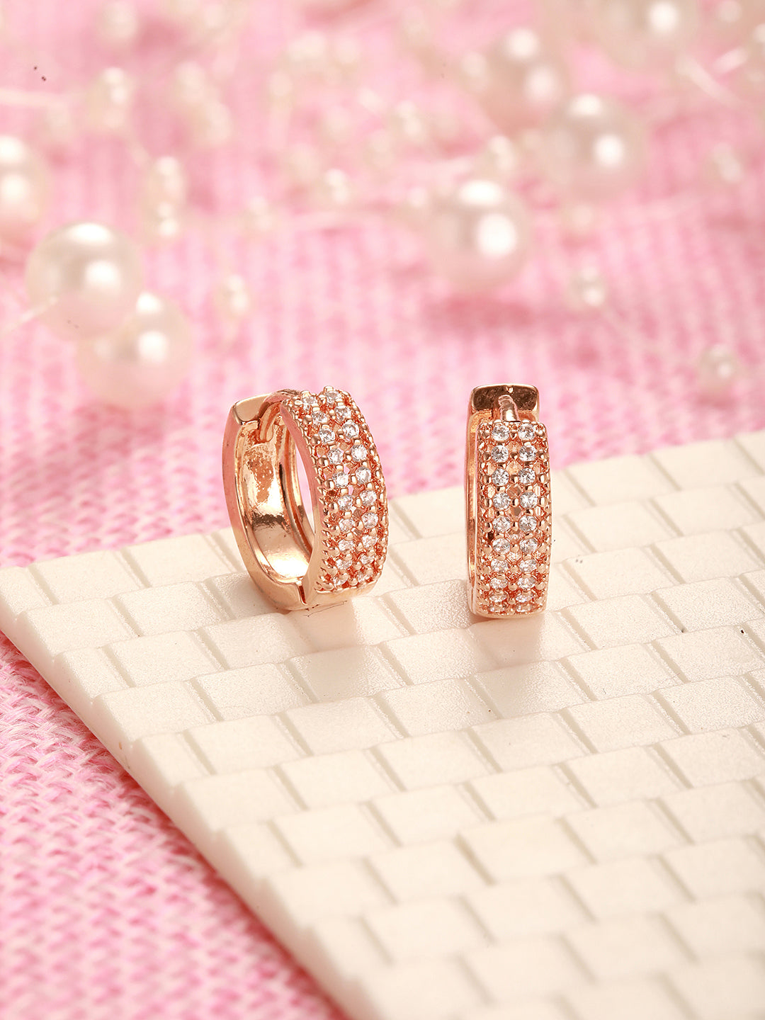 Jazz And Sizzle Rose Gold Plated Geometric Hoop Earrings