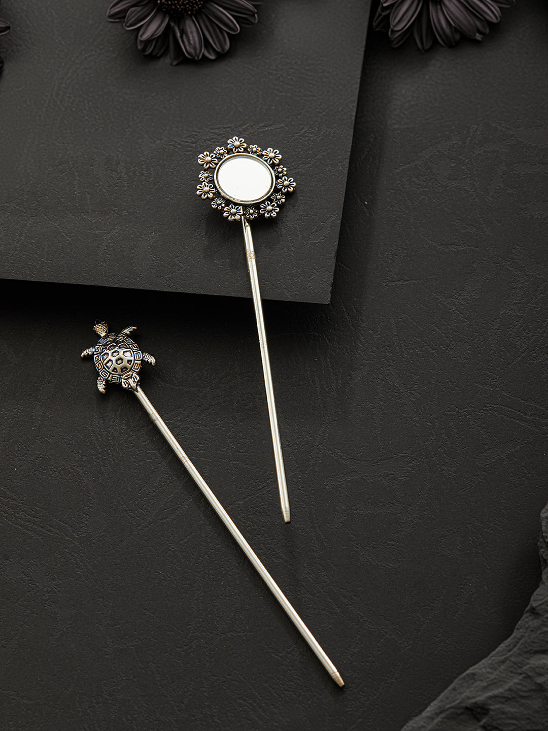 Jazz And Sizzle Set of 2 Silver Toned & Oxidised Plated Juda Pins