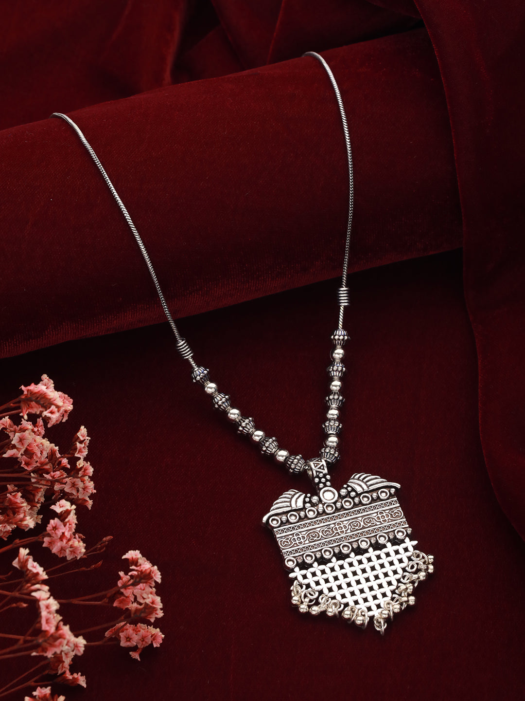 Silver-Plated Alloy Oxidised Necklace