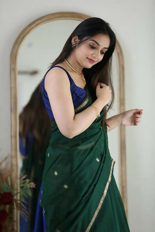 AXONIT Lightweight Cotton Saree with Zari Butti – Ideal for Daily & Festive Wear