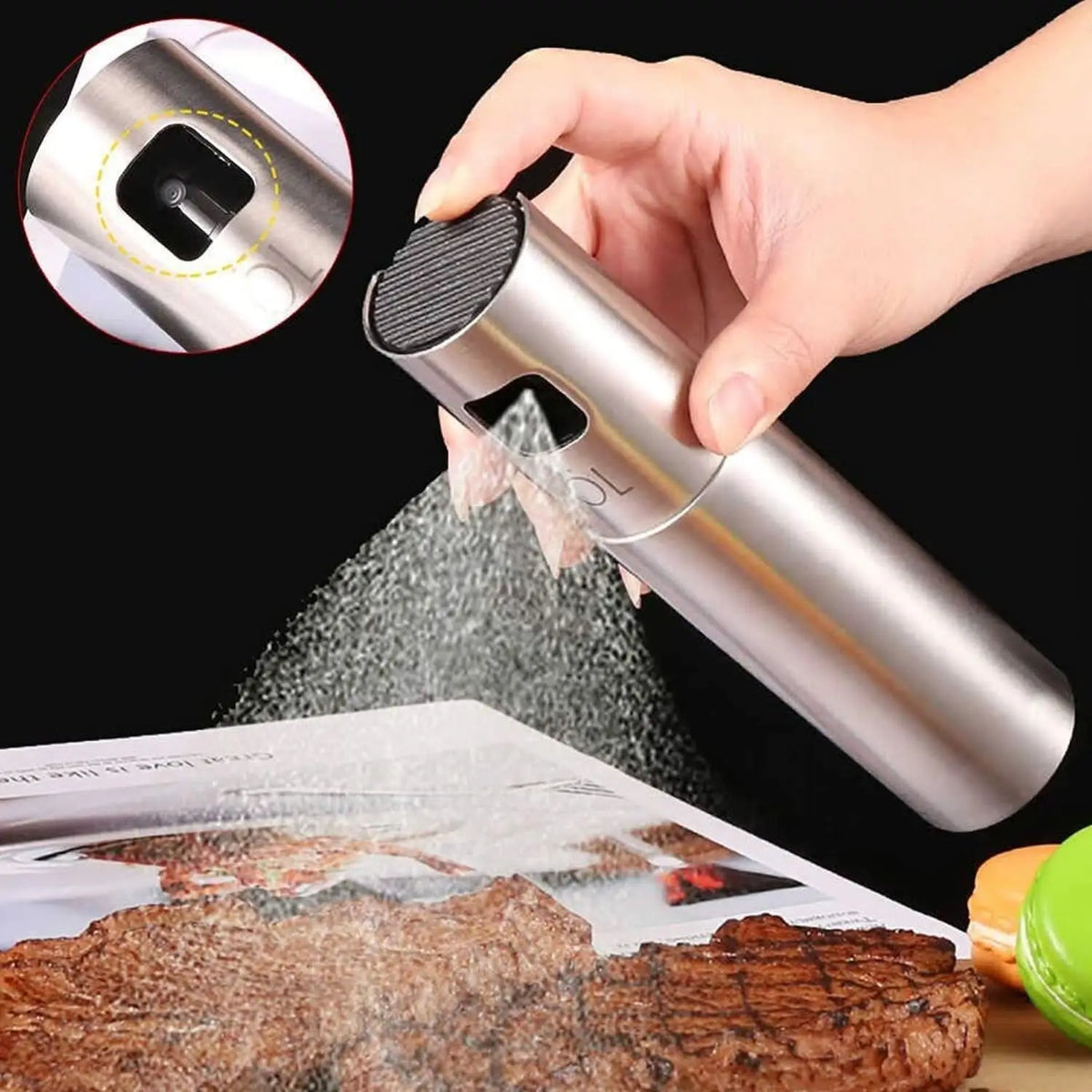 Food Grade Stainless Steel & Glass Oil Spray Bottle – 100ml for Dosa & Cooking HP DD