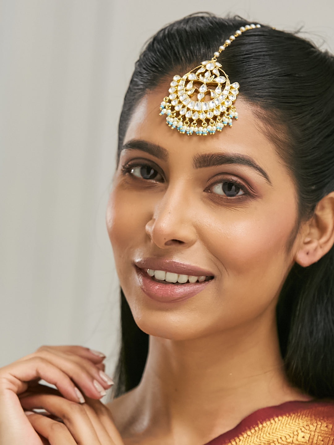 22k Gold Plated Chandbali Maang Tikka