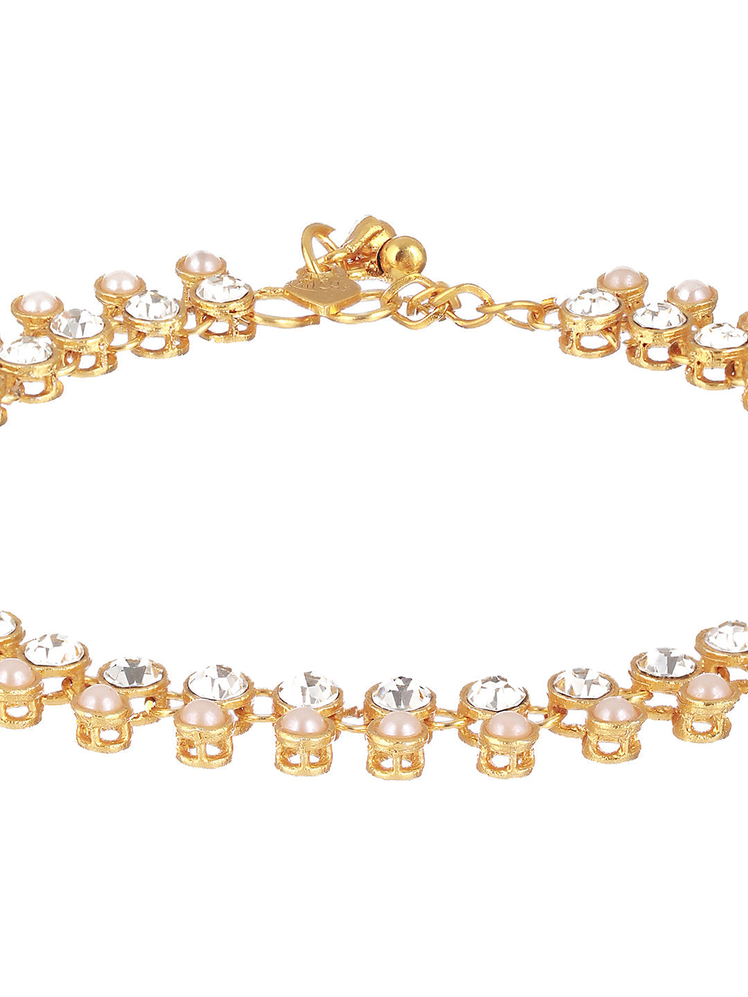 Jazz and Sizzle - Set Of 2 Gold Plated Kundan Studded & Pearl Beaded Anklets