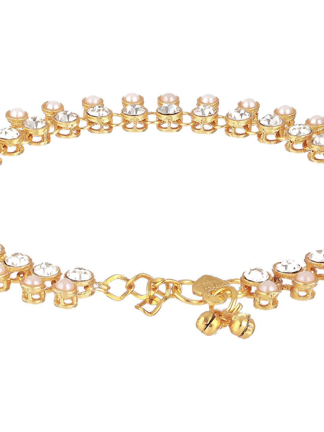 Jazz and Sizzle - Set Of 2 Gold Plated Kundan Studded & Pearl Beaded Anklets