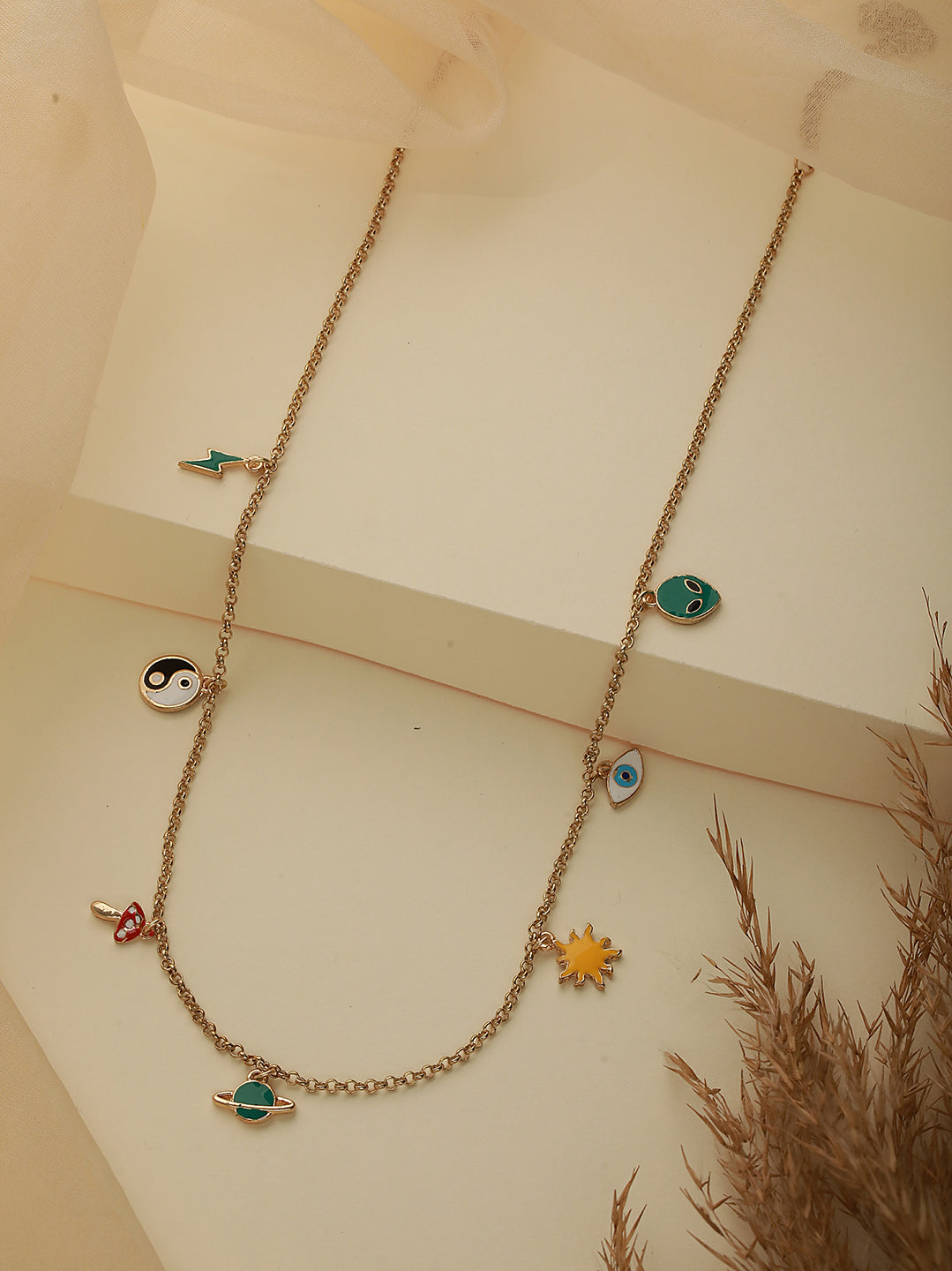 Gold-Plated Brass Charm Necklace