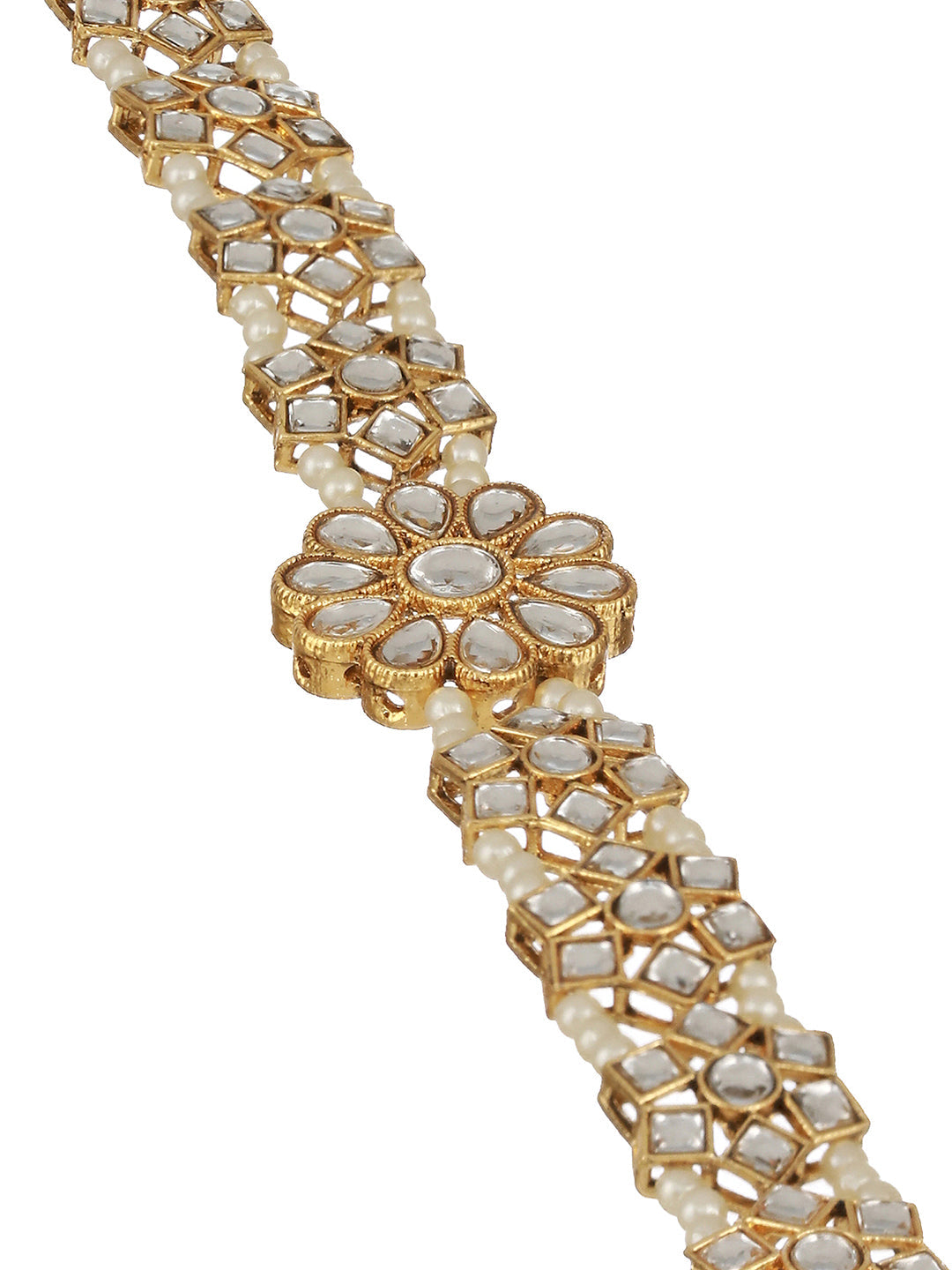 Gold-Plated Kundan & Pearl Studded Mathapatti