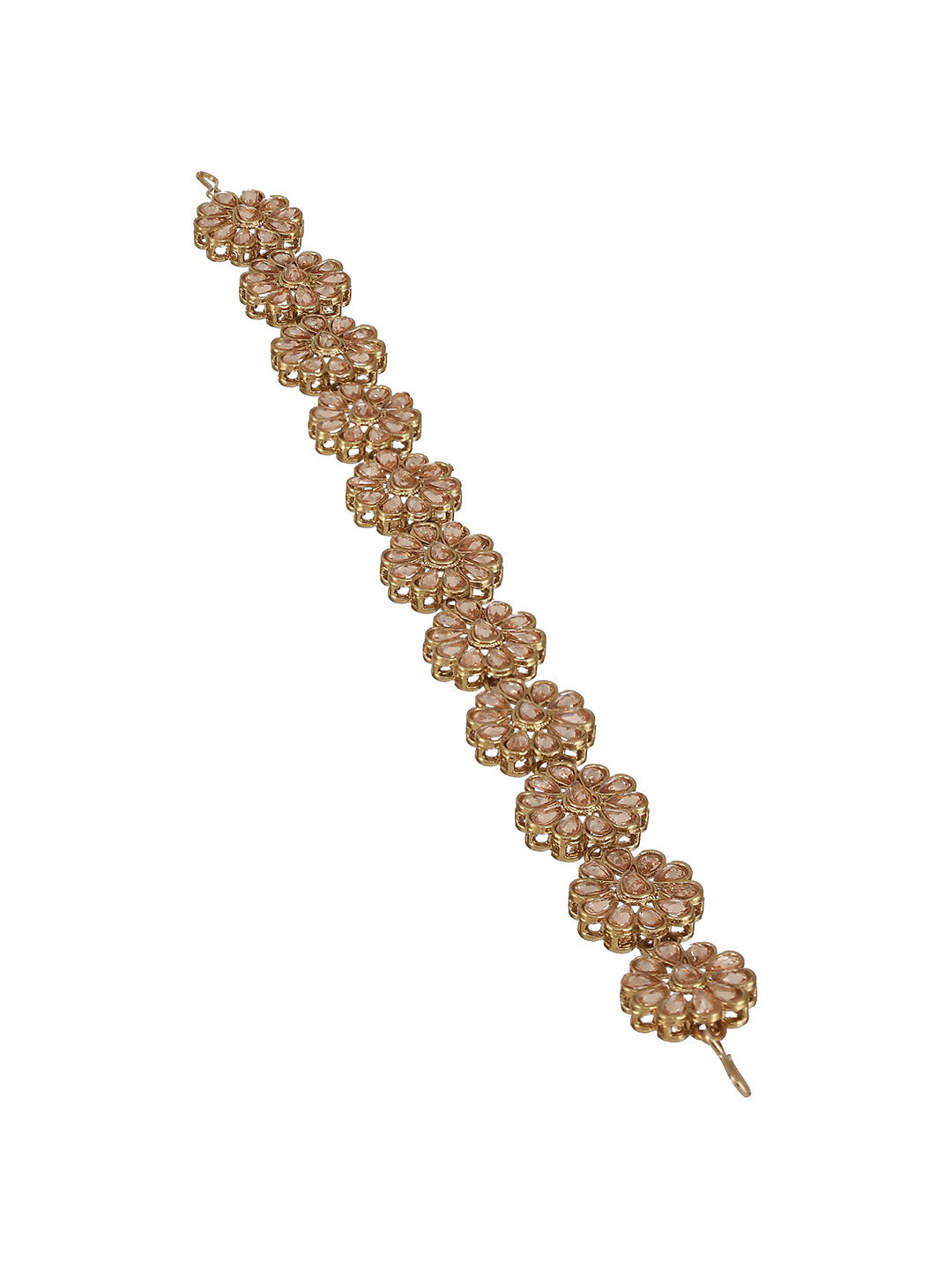 Mehandi Gold-Plated Kundan-Studded Floral Shaped Mathapatti