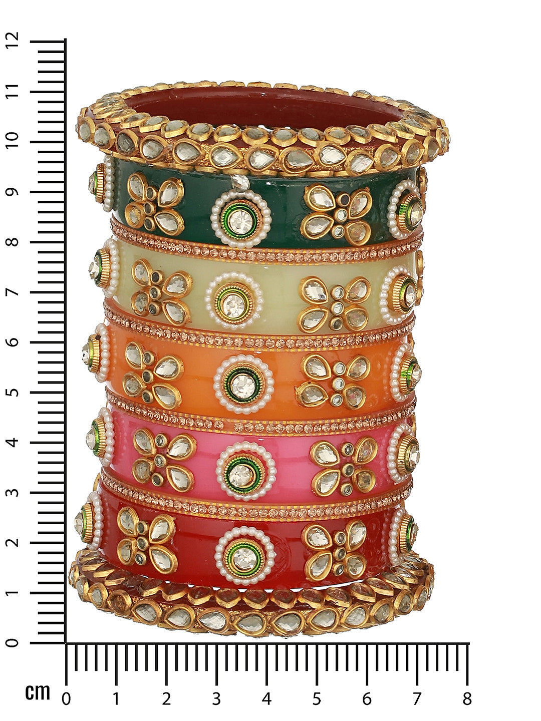 Set Of 22 Gold-Plated Kundan-Studded Meenakari Multicolor Bangles