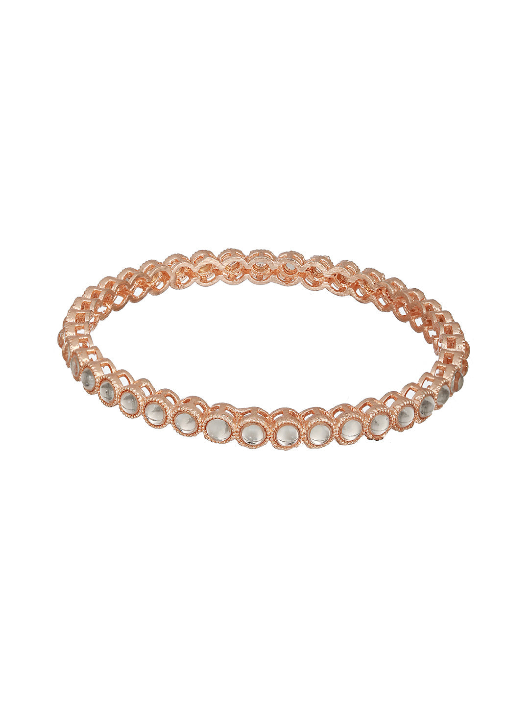 Set Of 4 Rose Gold-Plated Kundan-Studded Bangles