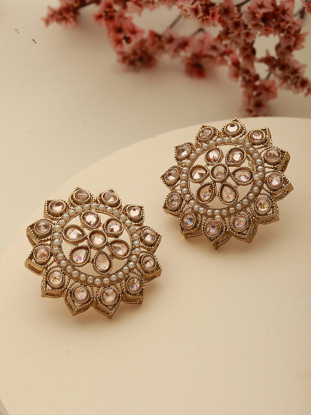 Gold-Plated Floral Stud Earrings