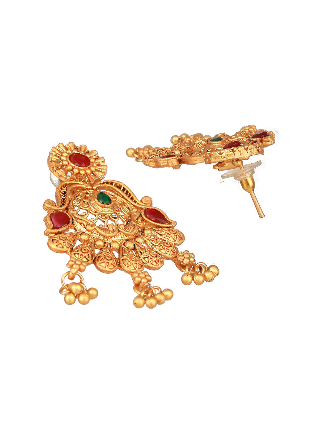Gold-Toned Dome Shaped Drop Earrings