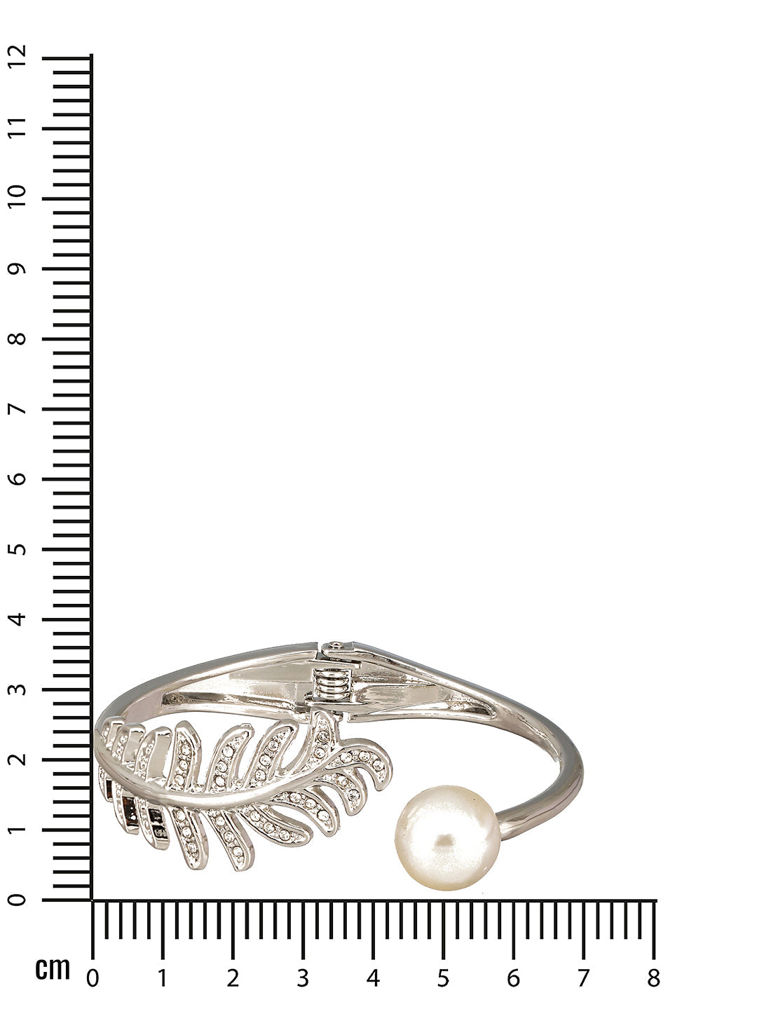 Women Silver-Toned & White Brass Pearls Silver-Plated Cuff Bracelet