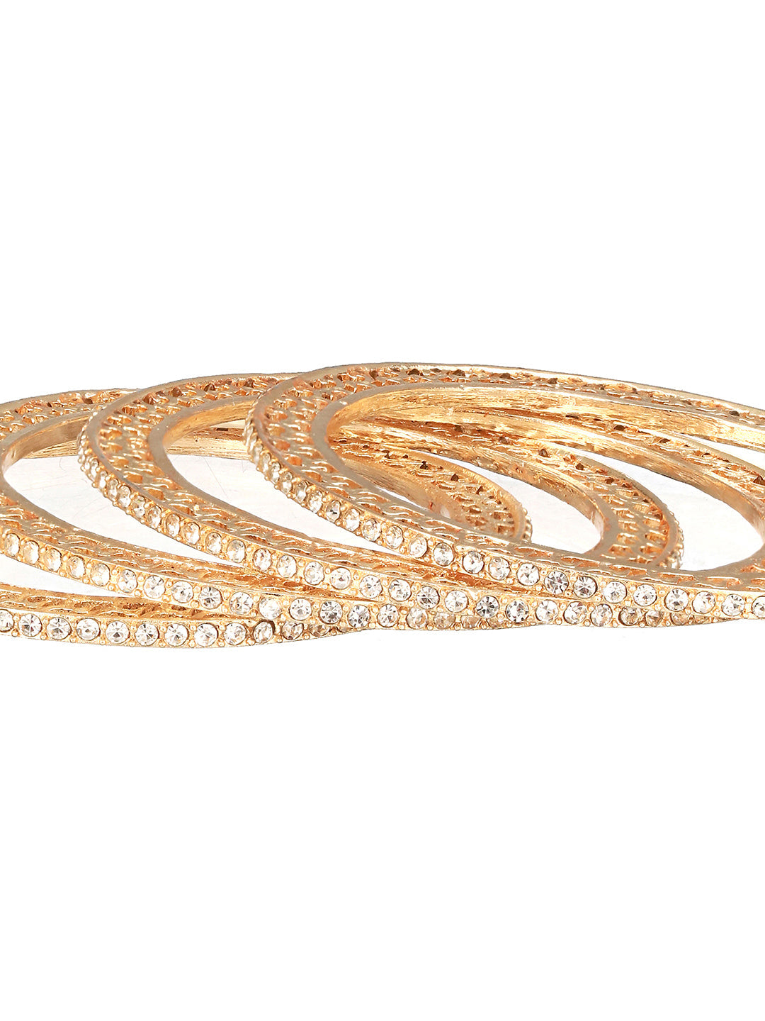 Set Of 4 Gold-Plated Cz-Studded Bangles