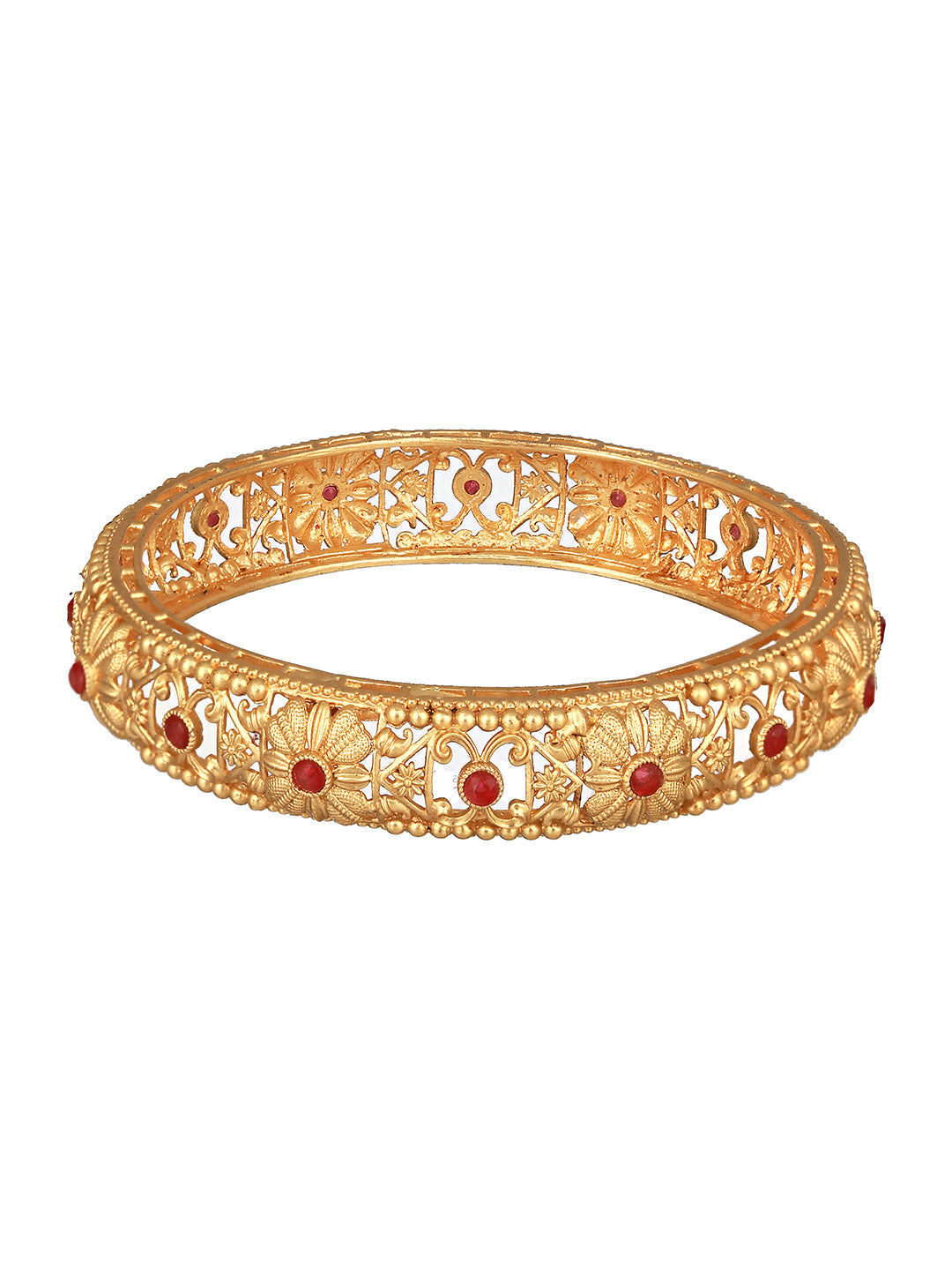 Set Of 2 Gold-Plated Stone-Studded Handcrafted Bangles