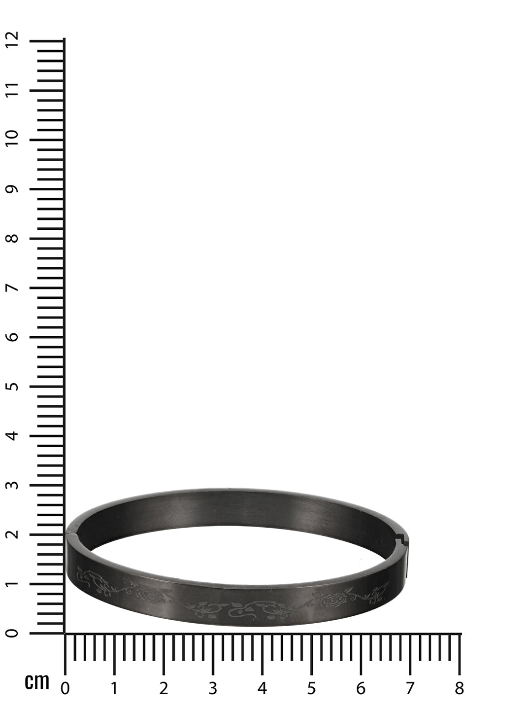 Men'S Men Black Stainless Steel Rose Print Kada Bracelet