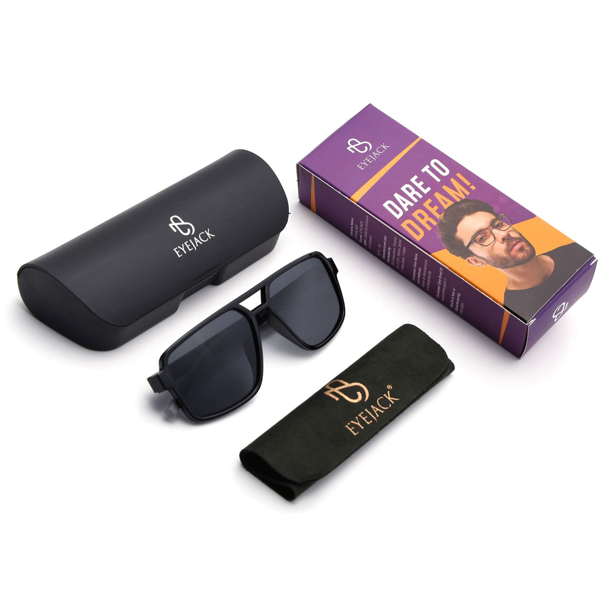 Midnight Shine Black Wayfarer Sunglasses for Men and Women - view 8