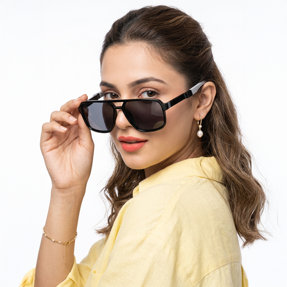 Midnight Shine Black Wayfarer Sunglasses for Men and Women - worn by a male model (image 3)