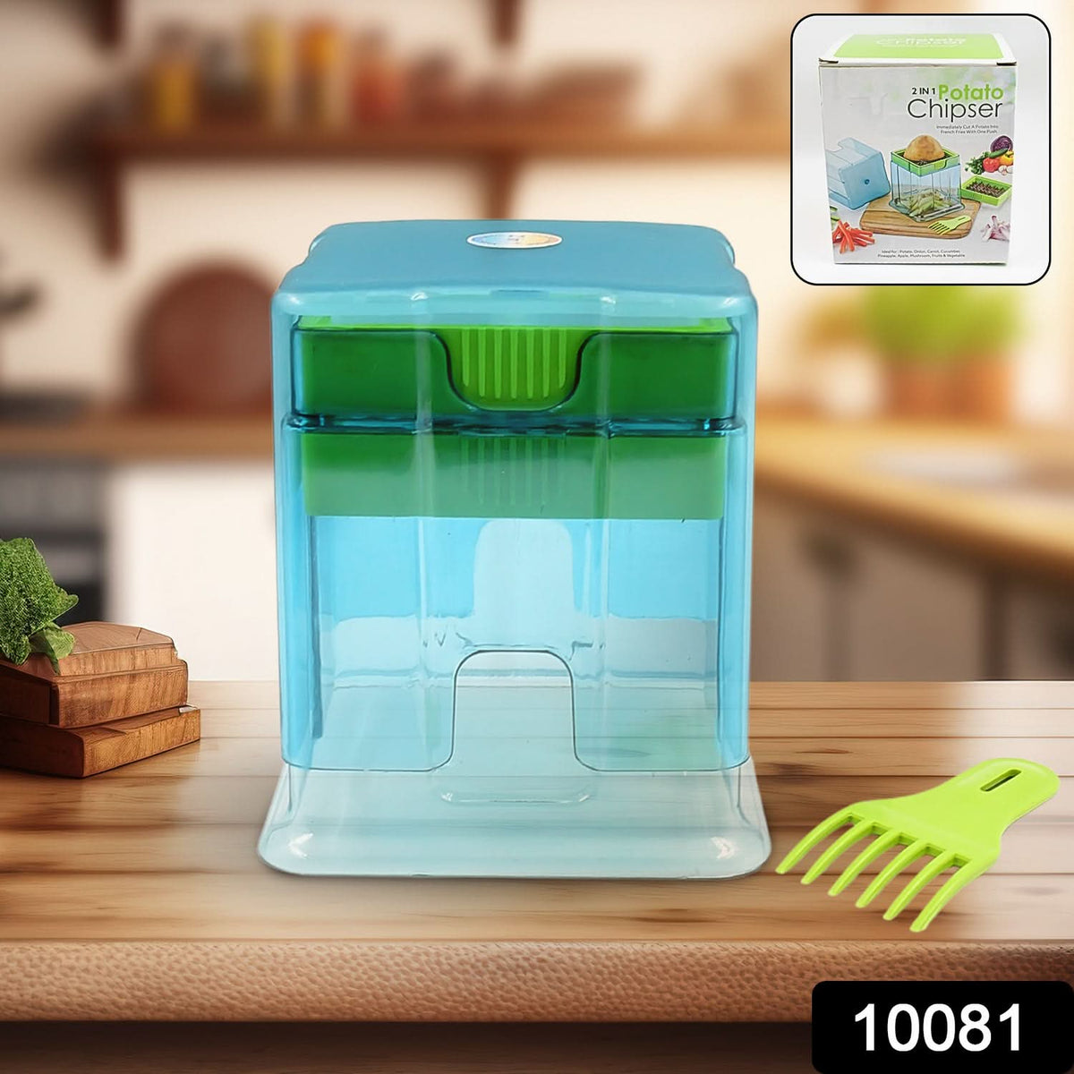 2 In 1 Potato Chipser Slicer French Fries Maker Finger Chips Plastic Two Blades Finger Chips Cutter For Kitchen Accessoryvegetable Fruit Slicer (1 Pc) HP DD