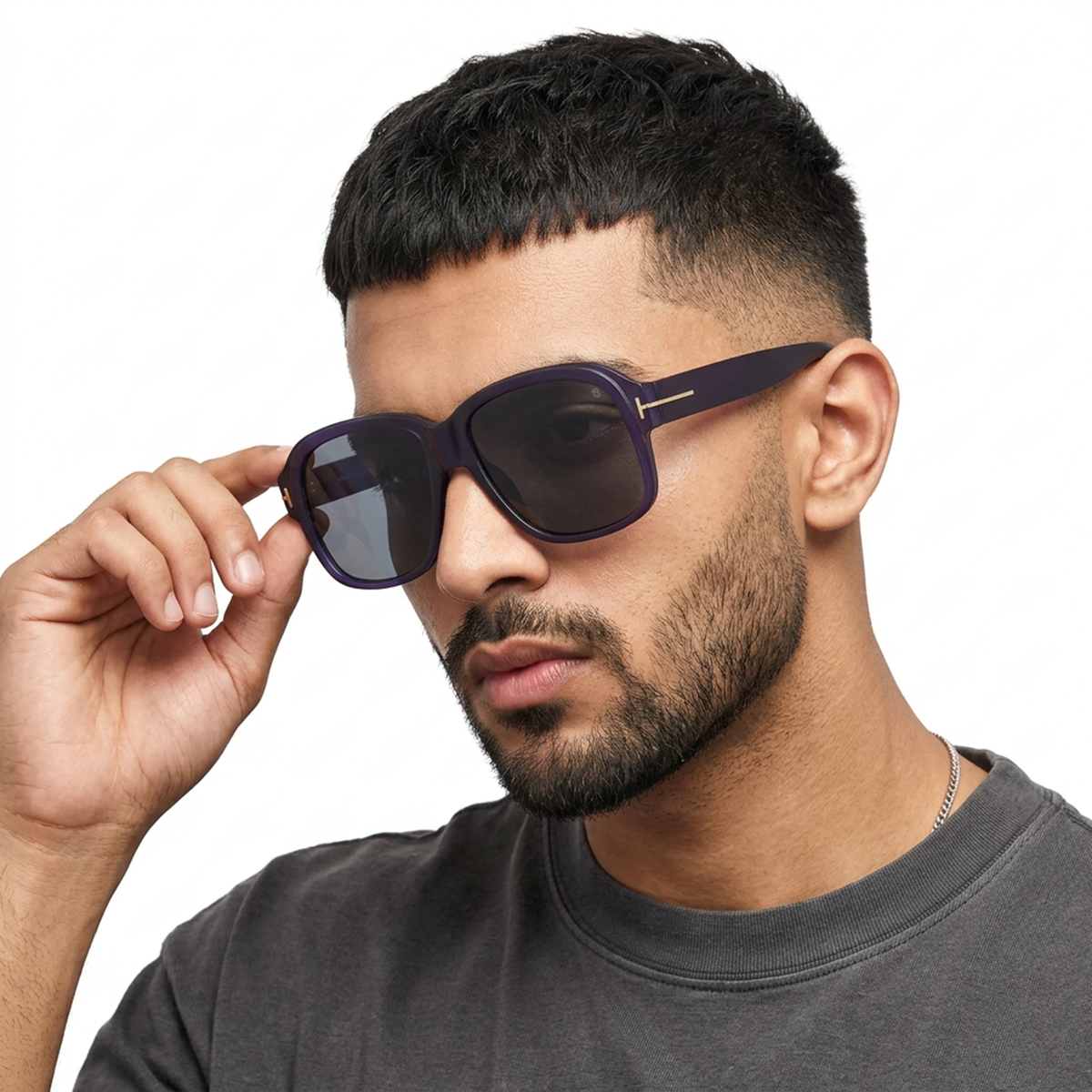 Eyejack Blue Wayfarer Sunglasses for Men and Women - Style 1060 - worn by a male model (image 1)