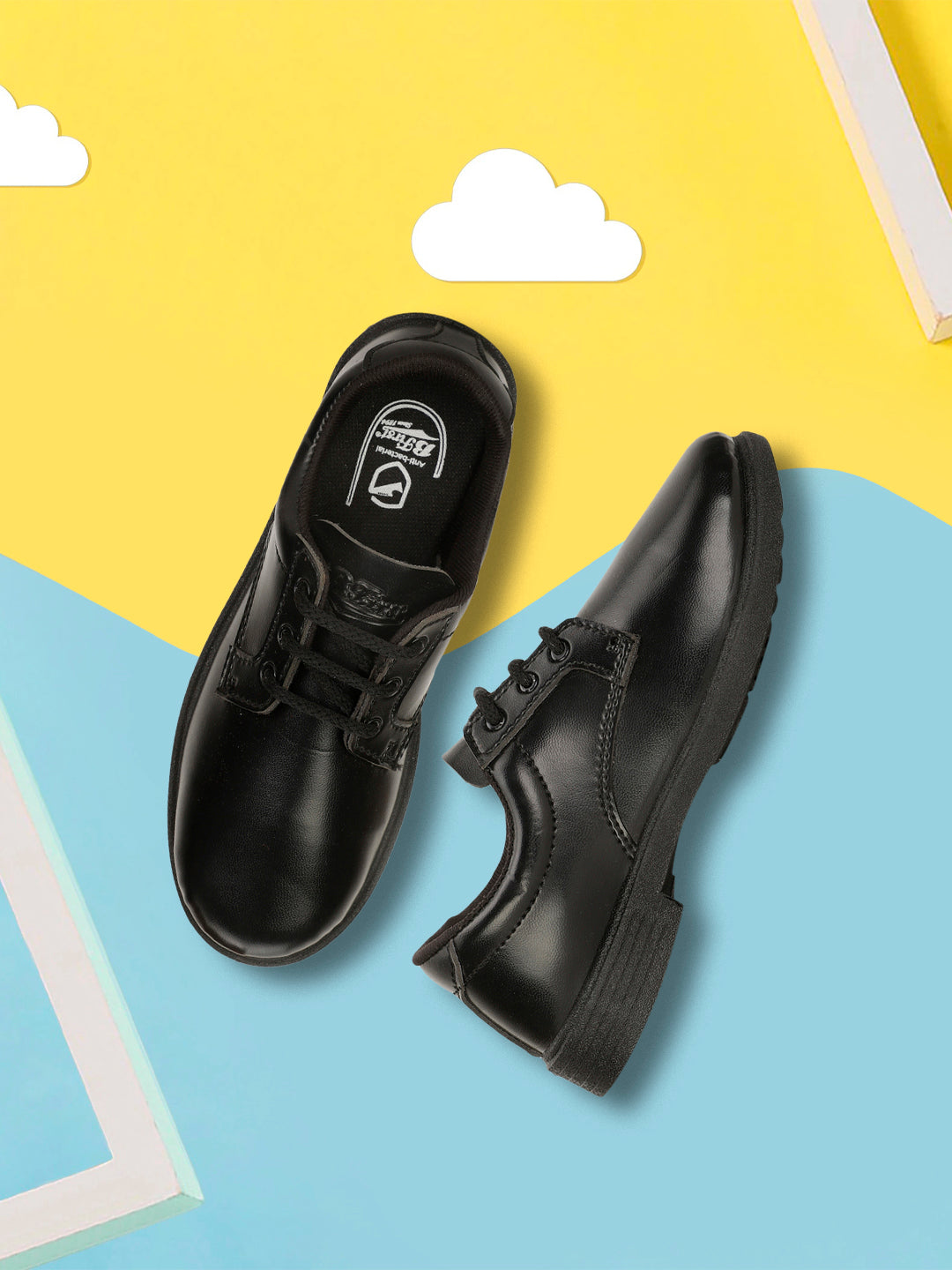 Bata Boy's Black Lace-up Derby School Shoes - Black