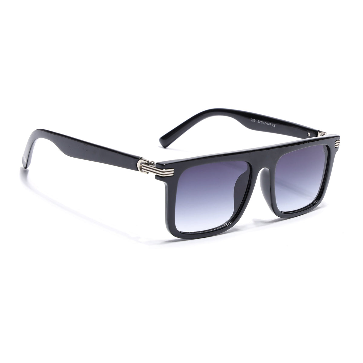 Eyejack Shine Black Rectangle Sunglasses for Men and Women - view 2