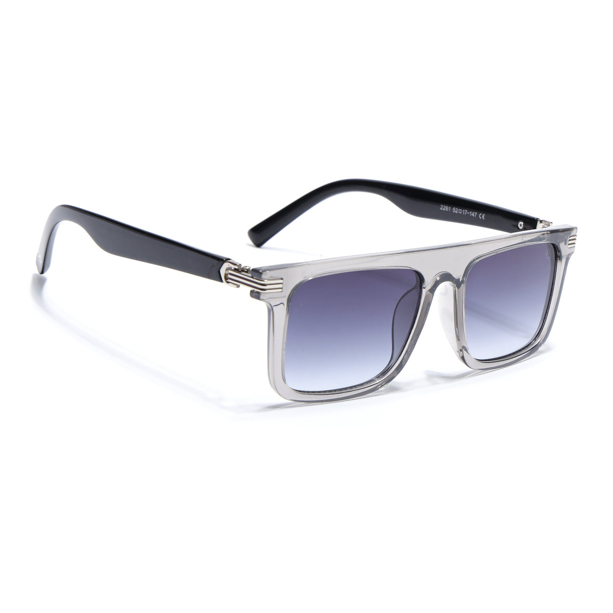Eyejack Transparent Grey Rectangle Sunglasses for Men and Women - view 2