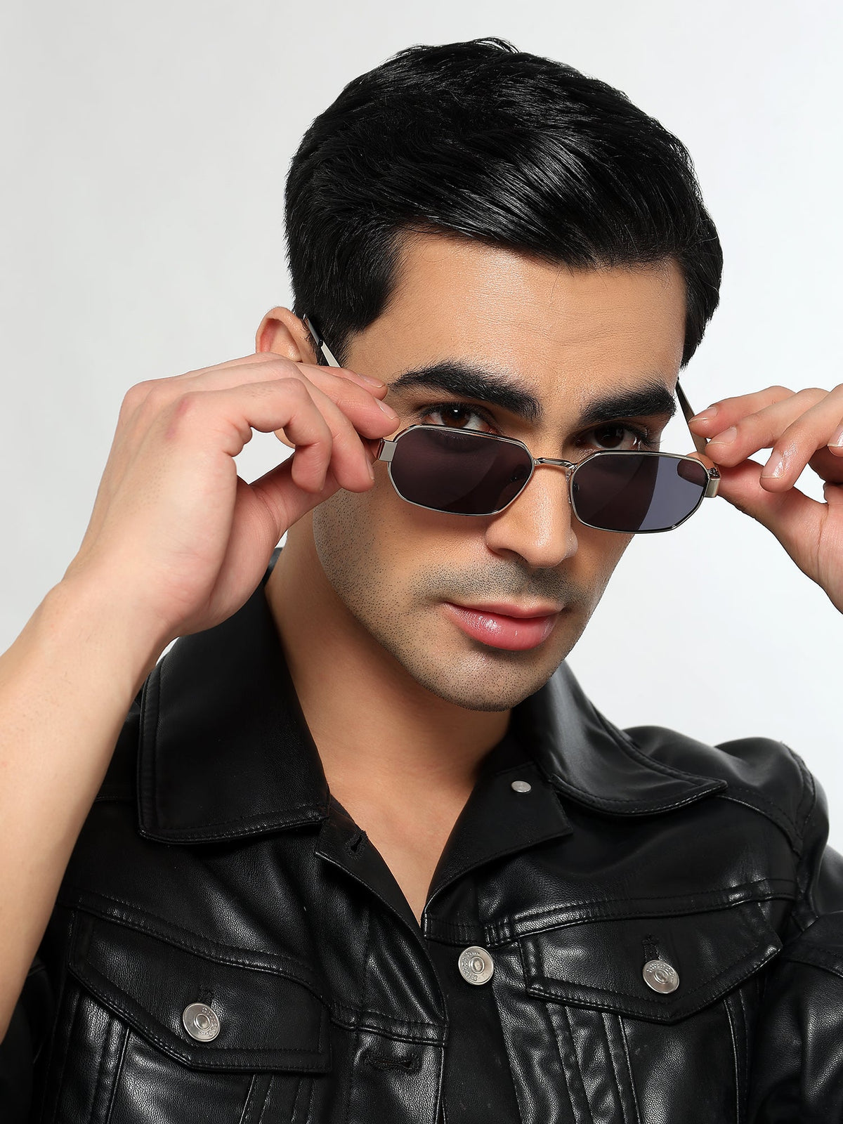 Alpha Silver Rectangle Sunglasses for Men and Women - view 1