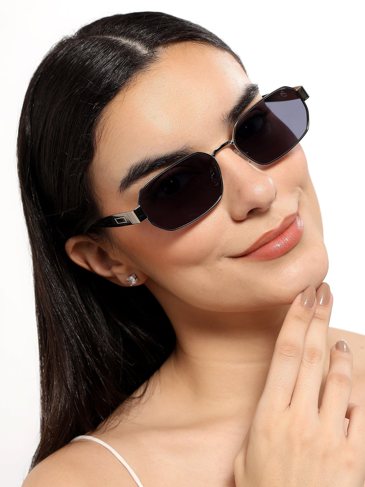 Alpha Silver Rectangle Sunglasses for Men and Women - view 2