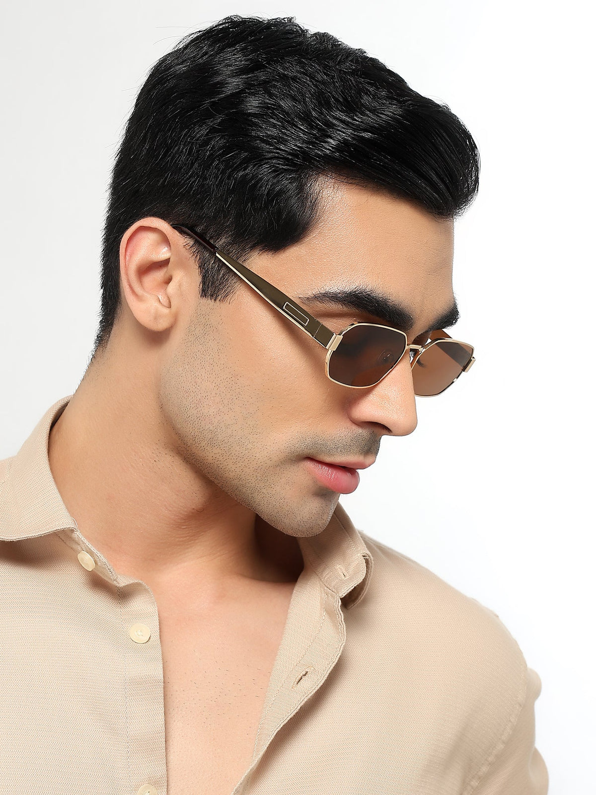 Alpha Golden Rectangle Sunglasses for Men and Women - view 2