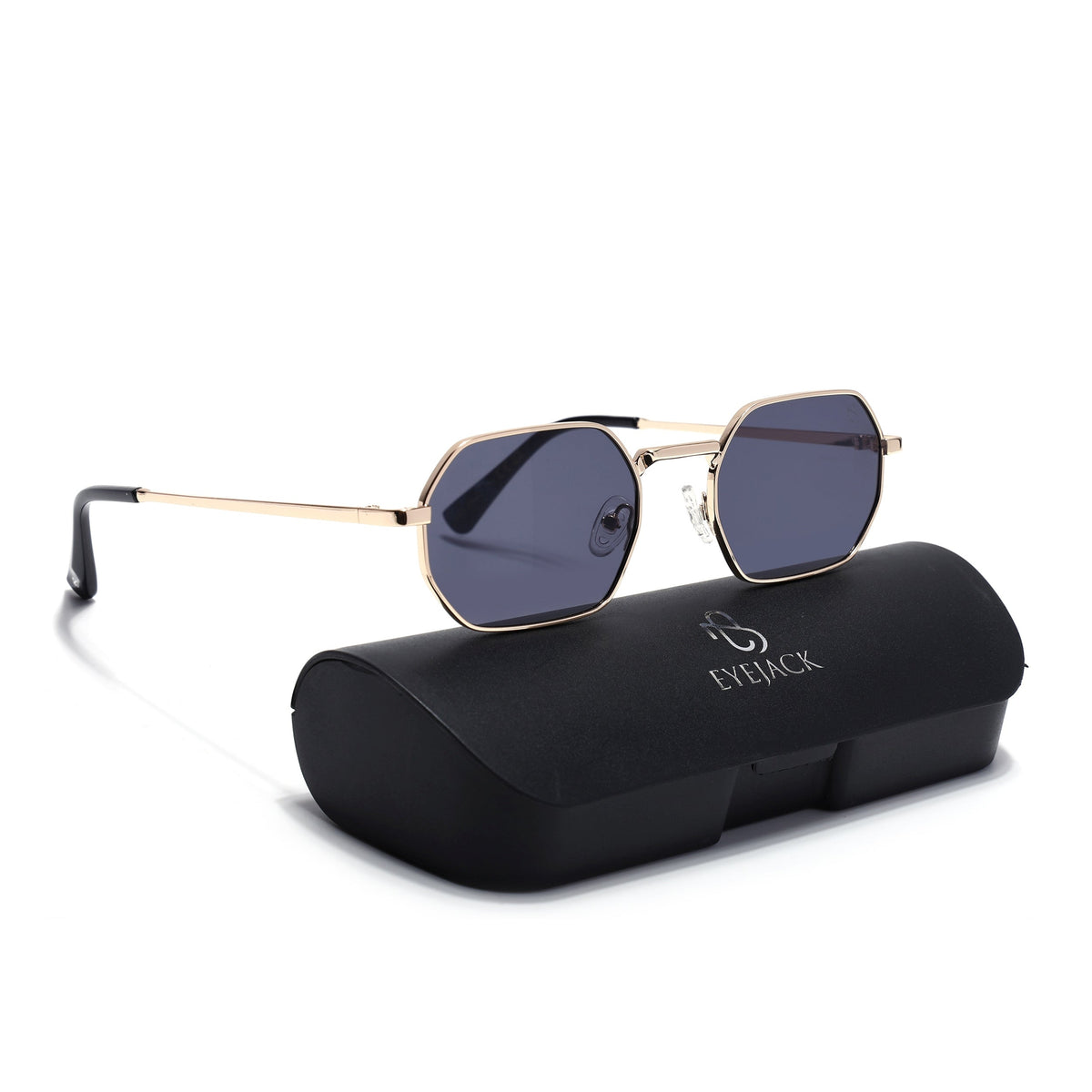 Auralis Golden Hexagonal Sunglasses for Men and Women - with box packaging