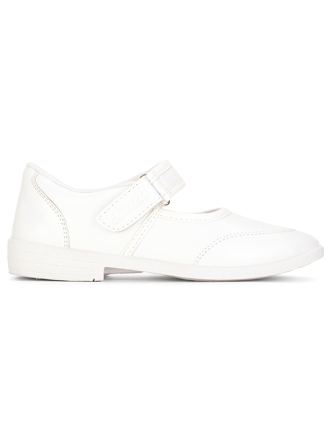 Bata Girl's White Velcro School Shoes - White