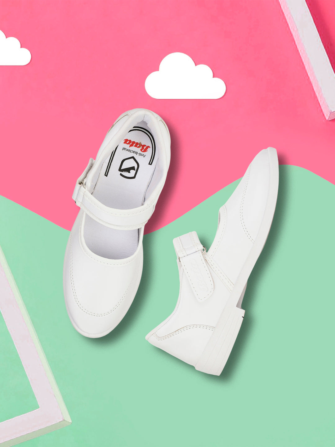 Bata Girl's White Velcro School Shoes - White