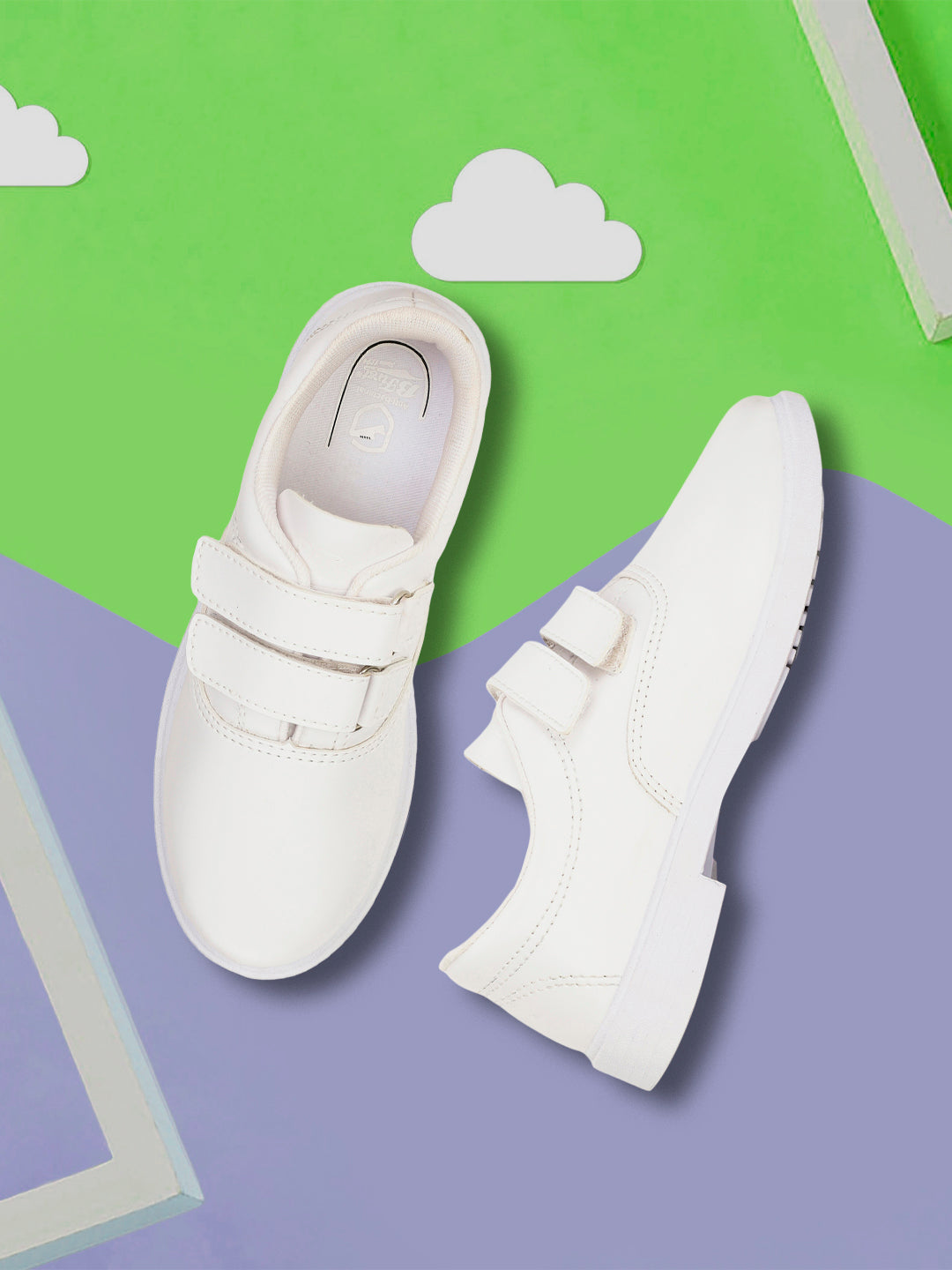 Bata Girl's White Velcro School Shoes - White