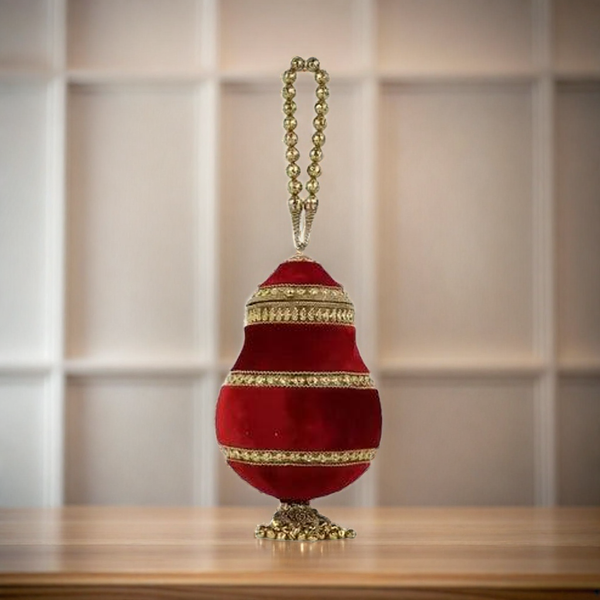 Royal Red Velvet Potli – Handcrafted Bridal & Festive Purse with Gold Embellishments