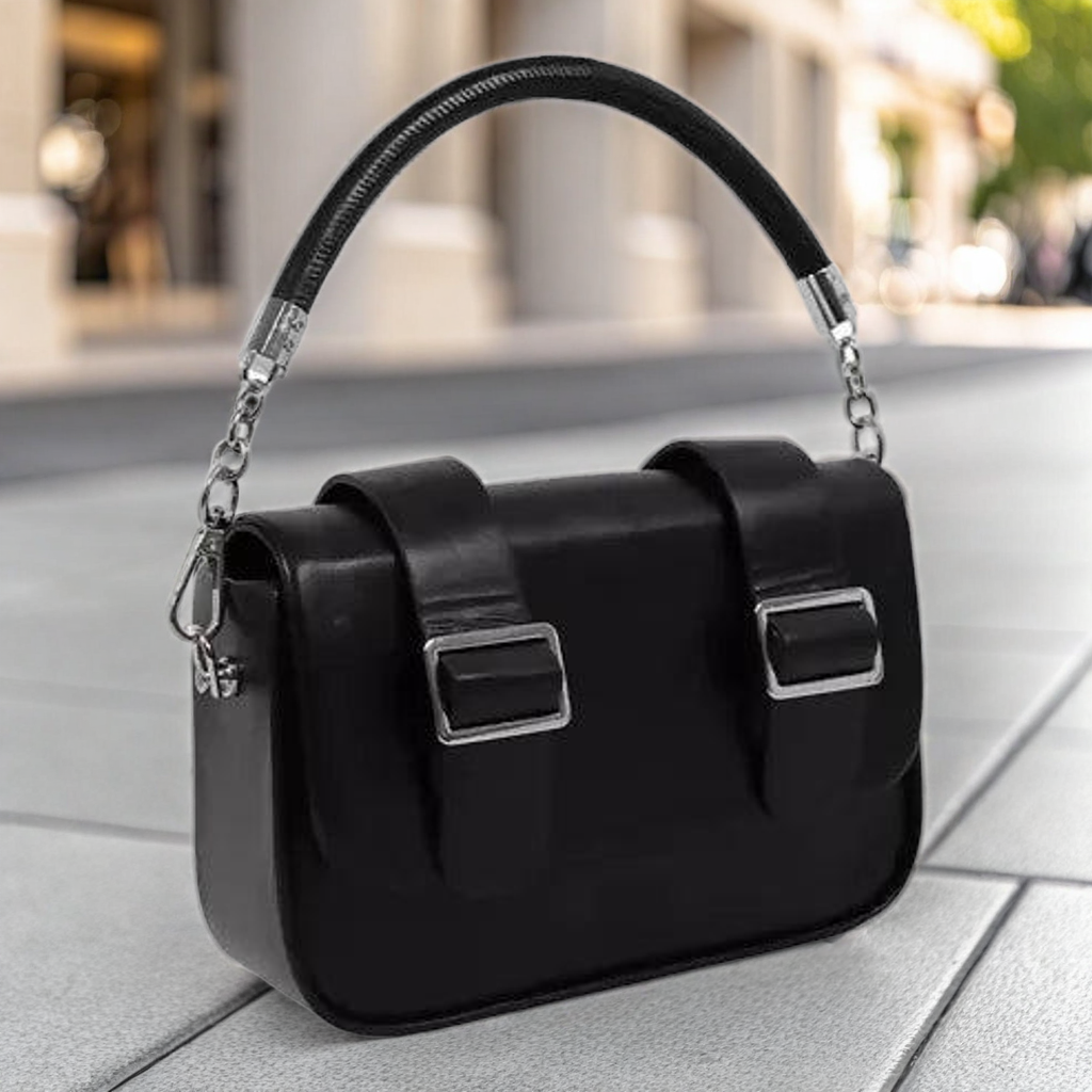 Buckle Handbag – Trendy & Stylish Shoulder Bag for Women (Black)