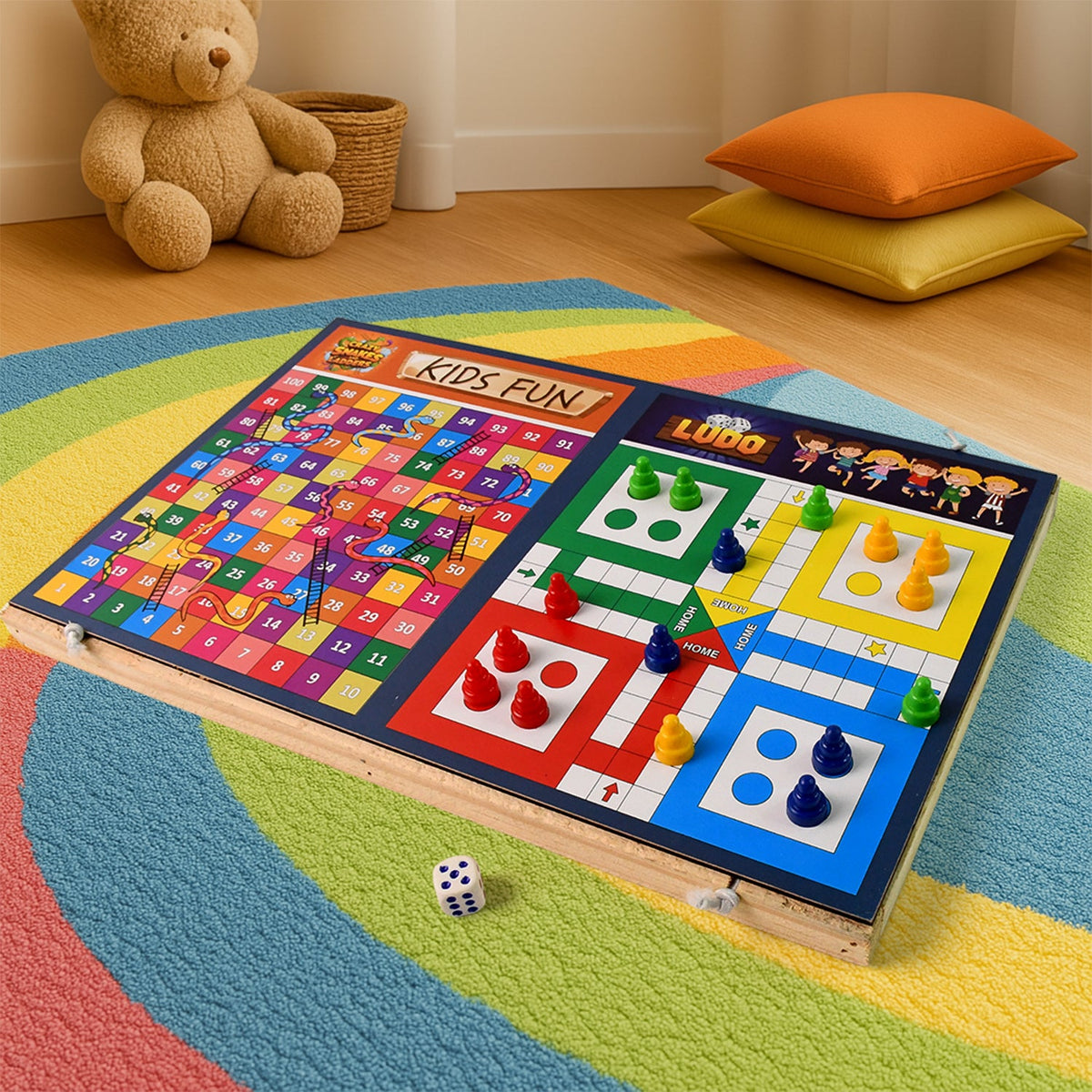 Wooden Board Game Set Ludo,Snakes & Ladders And Desktop Football (3-in-1) HP DD