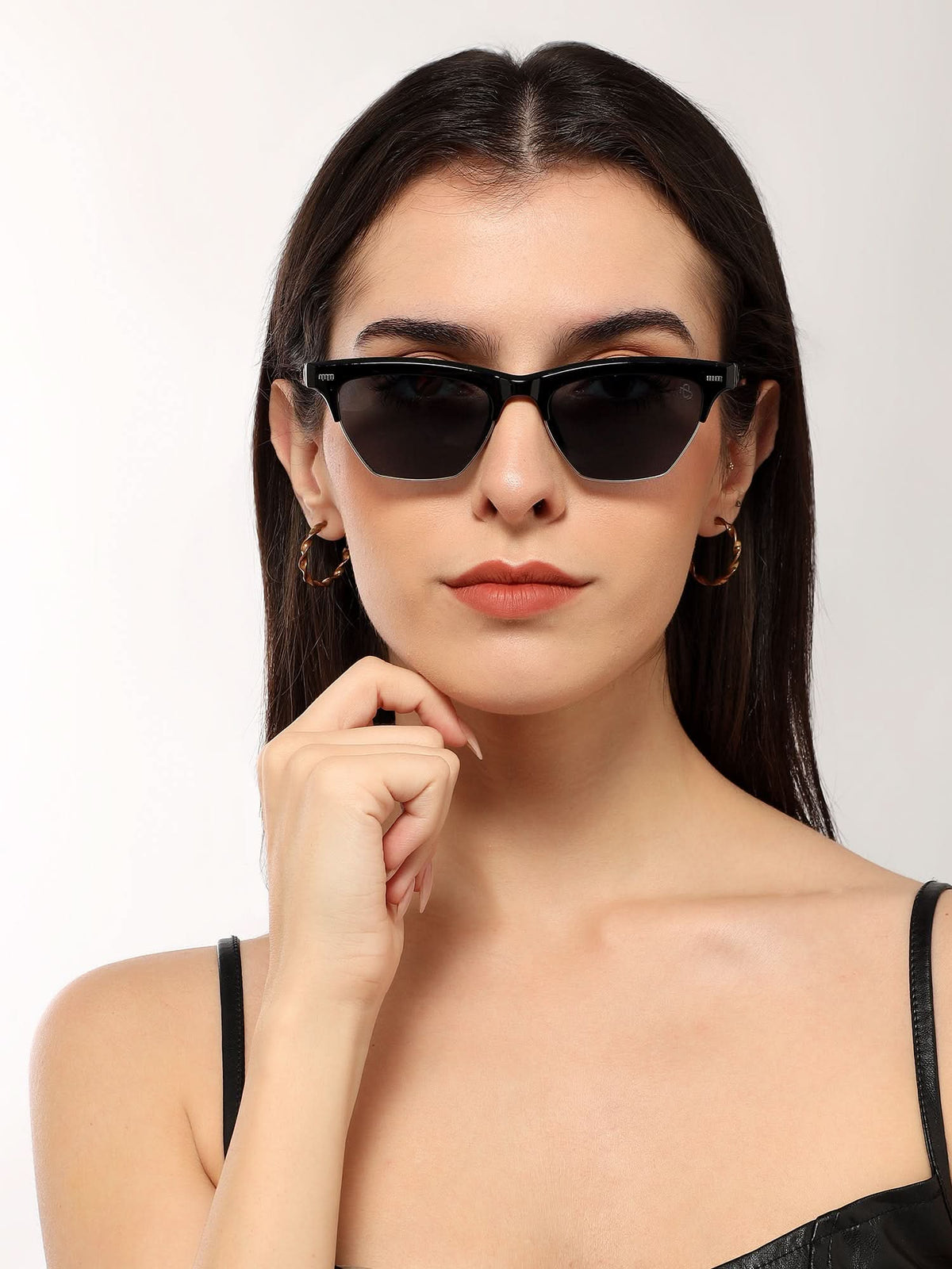 Eyejack Shine Black Half Rim Sunglasses for Men and Women - view 1