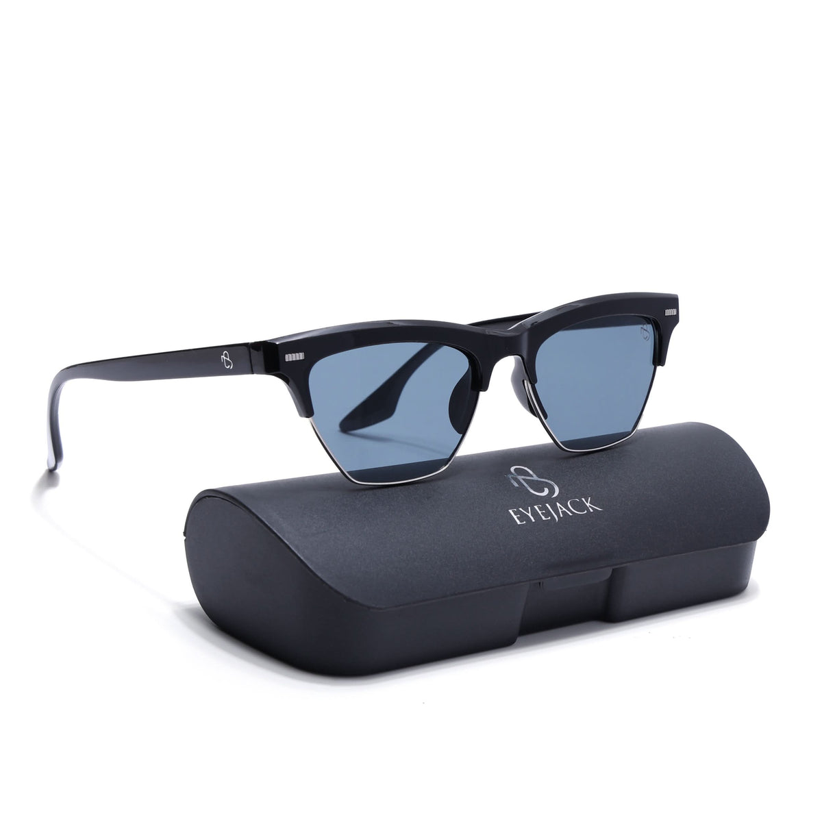 Eyejack Shine Black Half Rim Sunglasses for Men and Women - view 8