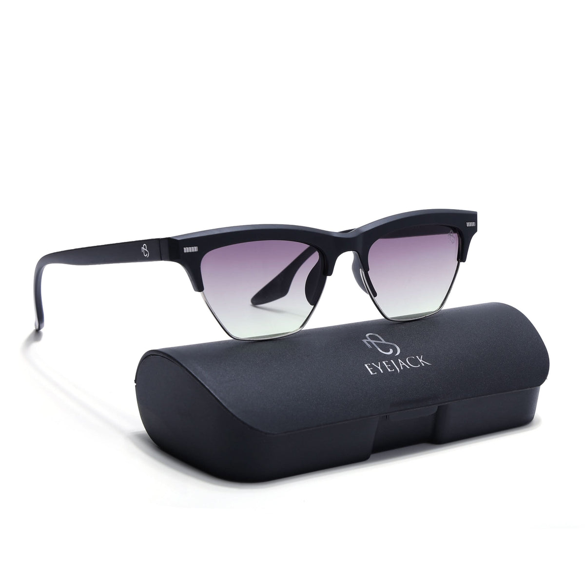 Eyejack Matte Black Half Rim Sunglasses for Men and Women - view 8