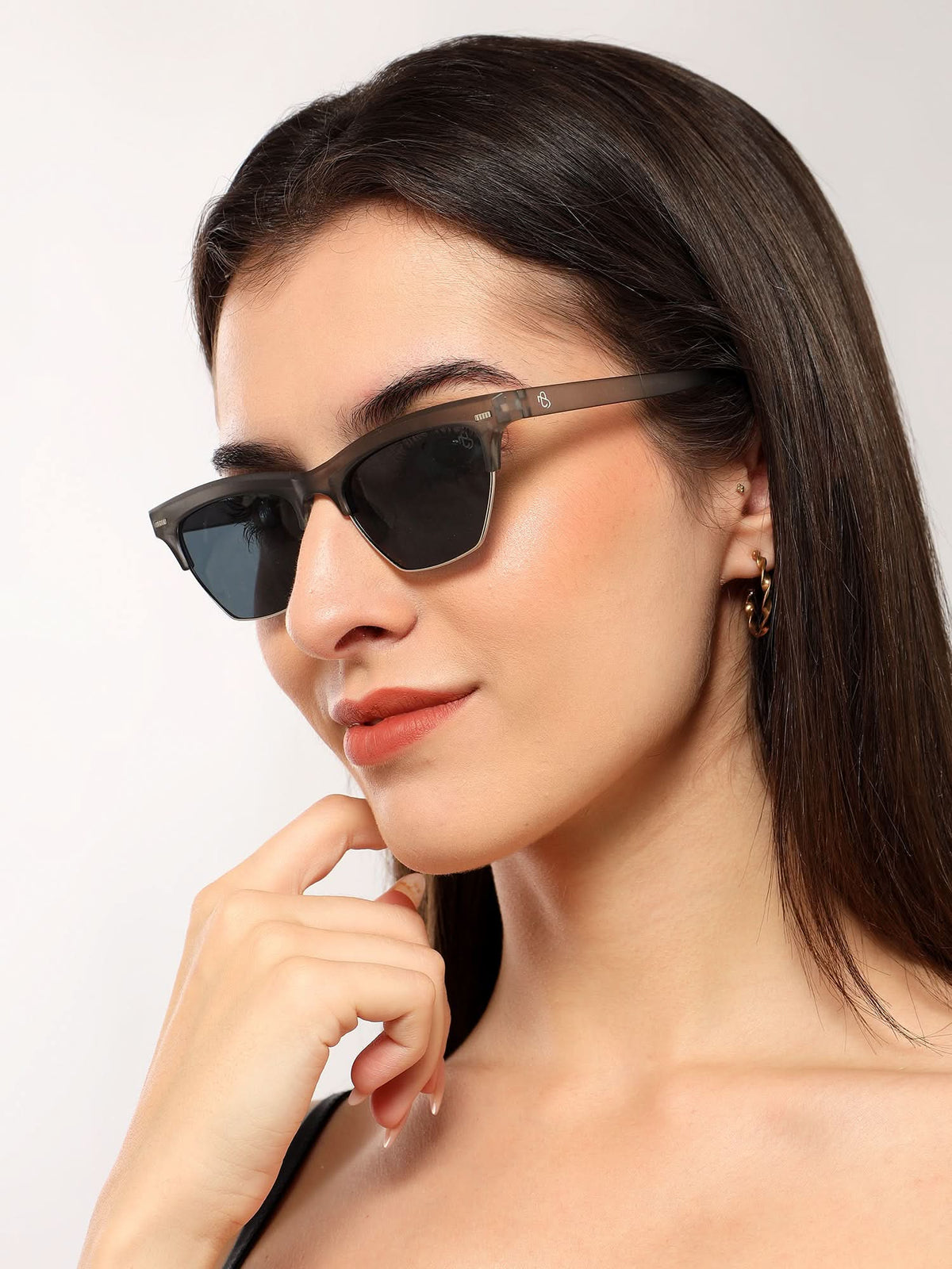 Eyejack Matte Grey Half Rim Sunglasses for Men and Women - view 1